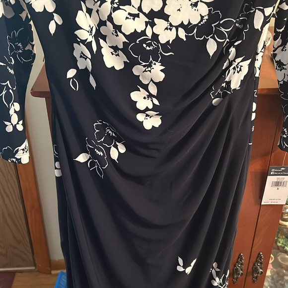 Chaps S/P/CH black and white flower dress - Picture 3 of 4